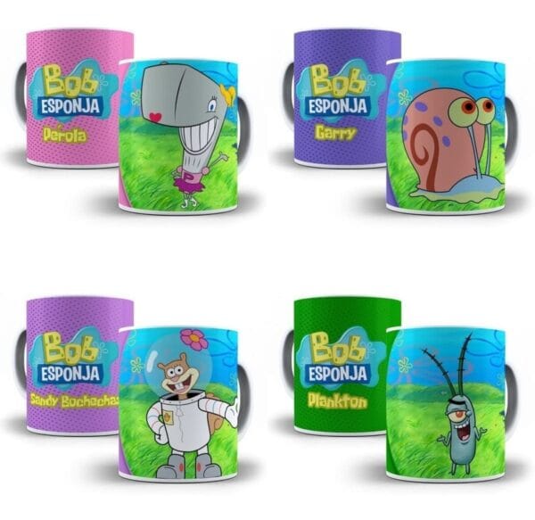 10 Artes Caneca Bob Esponja Sublimação Editável Em Photoshop