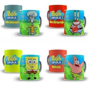 10 Artes Caneca Bob Esponja Sublimação Editável Em Photoshop