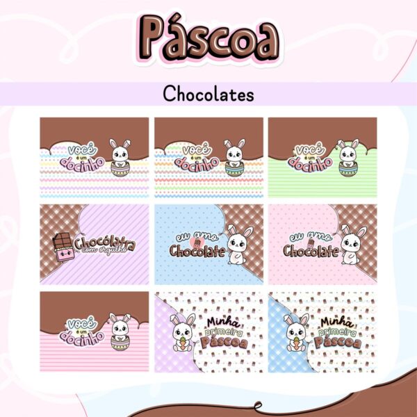 10 Embalagens de Barras Chocolates Páscoa