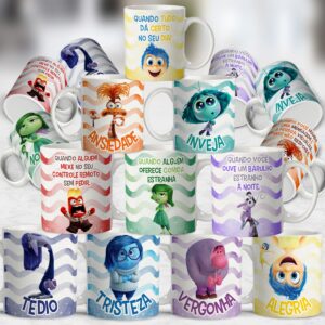 10 Estampas Caneca DivertidaMente 2 Editáveis em Corel Draw