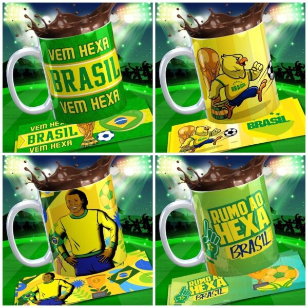 11 Artes Caneca Brasil Copa 2022 Editáveis Em Corel Draw Cdr