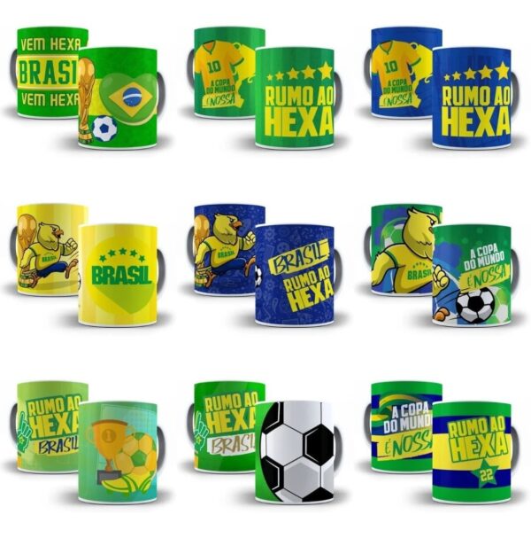 11 Artes Caneca Brasil Copa 2022 Editáveis Em Corel Draw Cdr