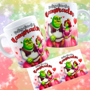 12 Artes Digitais para Caneca Dia dos Namorados Shuerk e Fiona