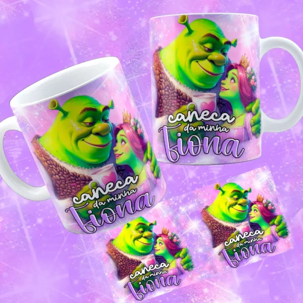 12 Artes Digitais para Caneca Dia dos Namorados Shuerk e Fiona