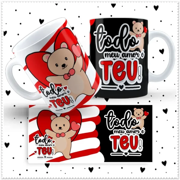 12 Designs Românticos de Ursinho para Canecas de Namorados