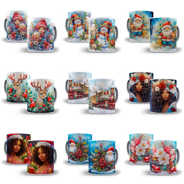130 Artes Para Caneca Natal 3D Arquivos Png Sublimação