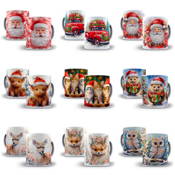 130 Artes Para Caneca Natal 3D Arquivos Png Sublimação