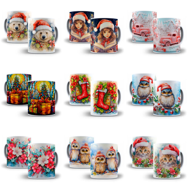 130 Artes Para Caneca Natal 3D Arquivos Png Sublimação