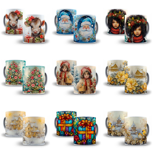 130 Artes Para Caneca Natal 3D Arquivos Png Sublimação