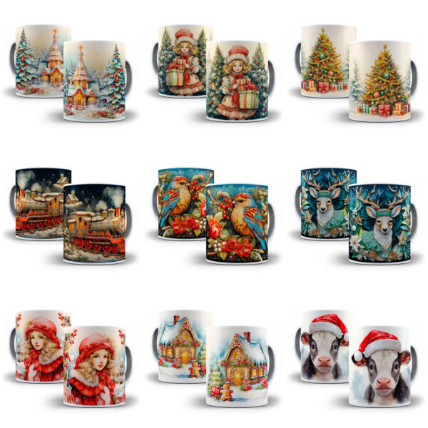 130 Artes Para Caneca Natal 3D Arquivos Png Sublimação
