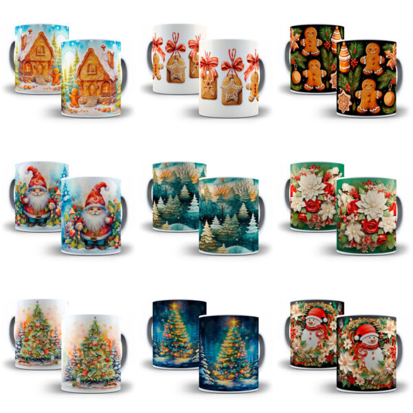 130 Artes Para Caneca Natal 3D Arquivos Png Sublimação