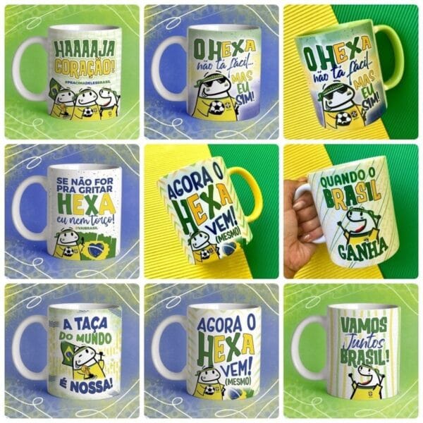 15 Artes Caneca Flork Brasil Torcedor Copa Mundo Sublimação