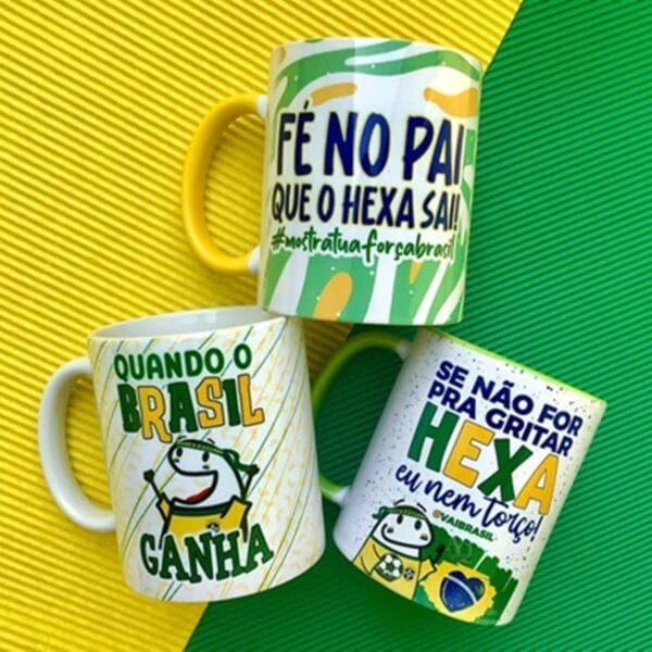 15 Artes Caneca Flork Brasil Torcedor Copa Mundo Sublimação