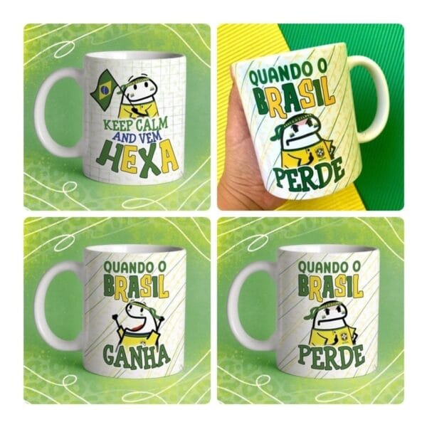 15 Artes Caneca Flork Brasil Torcedor Copa Mundo Sublimação