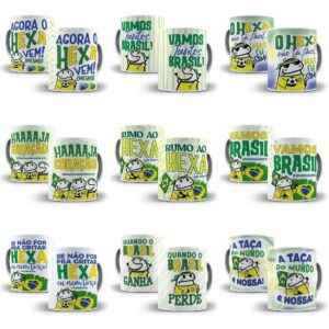 15 Artes Caneca Flork Brasil Torcedor Copa Mundo Sublimação