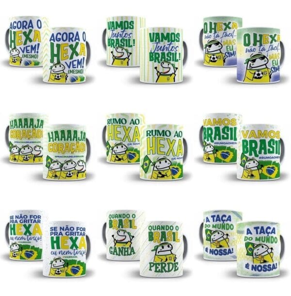 15 Artes Caneca Flork Brasil Torcedor Copa Mundo Sublimação