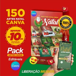 150 Artes Canva Natal Template Canva Editáveis + Bônus
