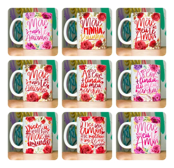 18 Artes de Caneca para Dia das Mães com Tema Floral