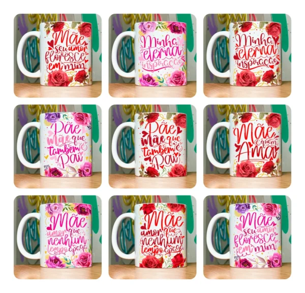 18 Artes de Caneca para Dia das Mães com Tema Floral