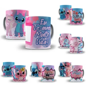 18 Artes Temáticas de Stitch para Caneca - Dia dos Namorados
