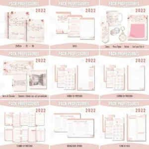 Arquivo Digital Agenda Professora Floral Rosé Gold 2022