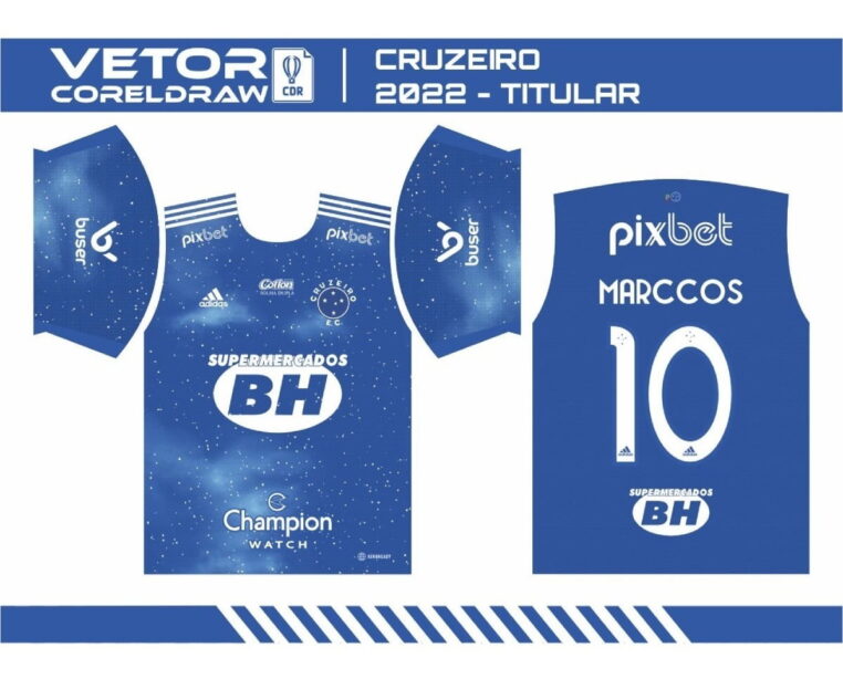 Arte Vetor Camisa Cruzeiro 1 Titular 2022-2023 Cdr Corel