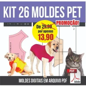 Kit 26 Moldes Pet Cães E Gatos Roupas + Modelagem Cirúrgica