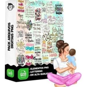 Kit Arquivo Lettering Frases Dia Das Mães Png Fofo Mimo Arte