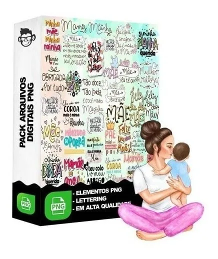 Kit Arquivo Lettering Frases Dia Das Mães Png Fofo Mimo Arte