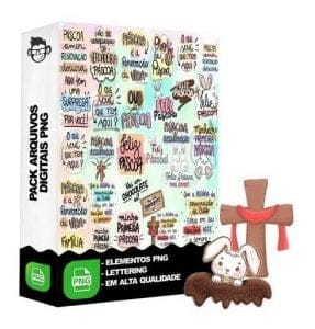 Kit Arquivo Lettering Frases Pascoa Chocolate Coelhinho Png