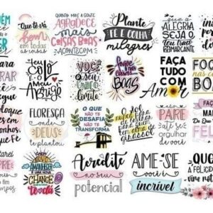 Kit Arquivos Digitais Lettering Frases Motivacionais Png