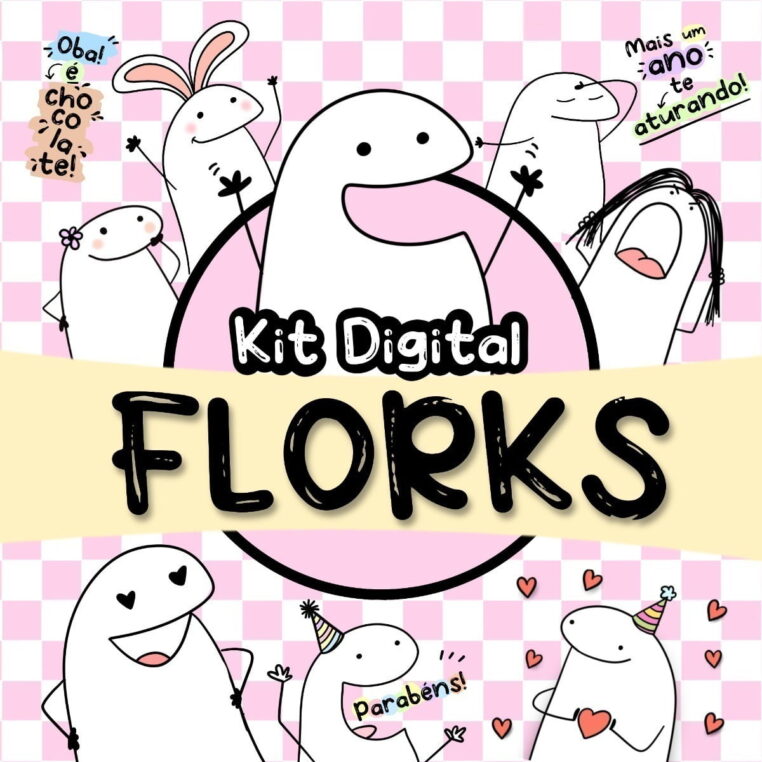 Kit Digital Florks Memes Signos Frases Ilustrações Caixa Tag