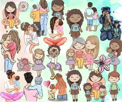 Kit Arquivo Lettering Frases Dia Das Mães Png Fofo Mimo Arte