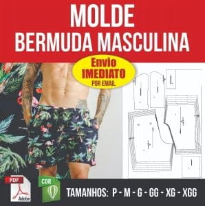 Molde Bermuda Masculina - P Ao Xgg Em Pdf E Corel - Digital