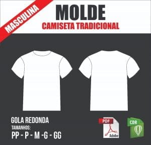 Molde Camiseta Tradicional Masculina, Gola Redonda