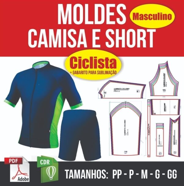 Molde Conjunto Ciclista Camisa E Short Pdf E Cdr