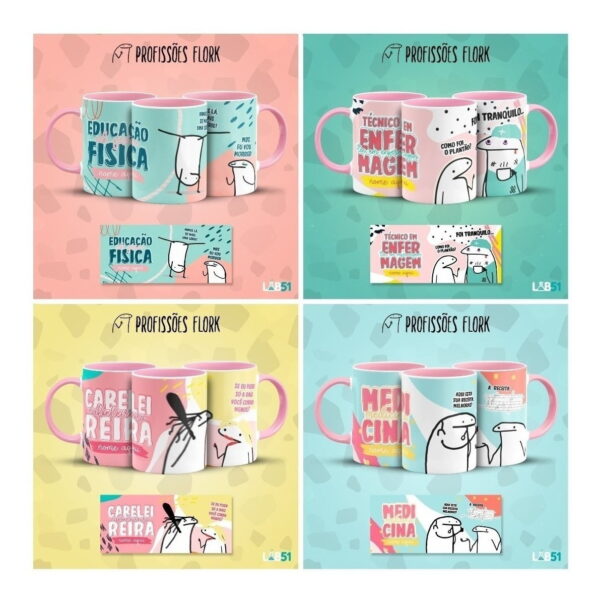 Pack Artes Caneca Bento Flork Profissões Memes Arquivos V1