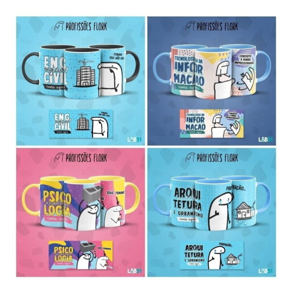 Pack Artes Caneca Bento Flork Profissões Memes Arquivos V1
