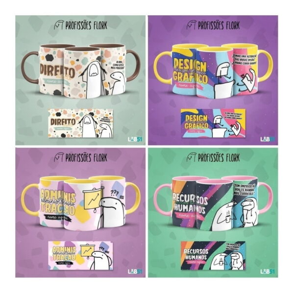 Pack Artes Caneca Bento Flork Profissões Memes Arquivos V1