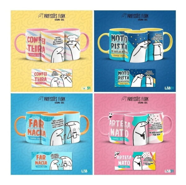 Pack Artes Caneca Bento Flork Profissões Memes Arquivos V2