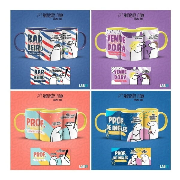 Pack Artes Caneca Bento Flork Profissões Memes Arquivos V2