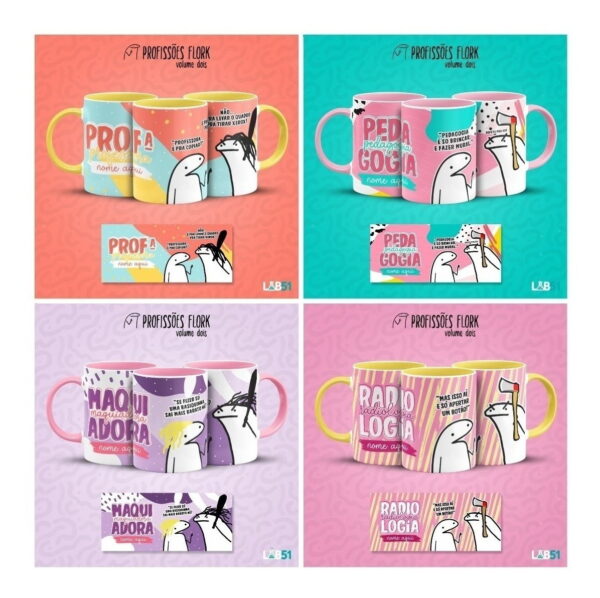 Pack Artes Caneca Bento Flork Profissões Memes Arquivos V2