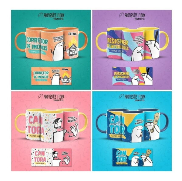 Pack Artes Caneca Bento Flork Profissões Memes Arquivos V3