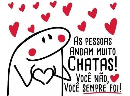 Ilustração com corações vermelhos, rosto expressivo e texto sobre pessoas chatas.