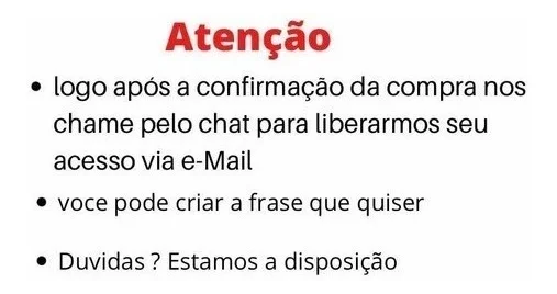 Aviso em vermelho Atenção com instruções após compra e contato via chat