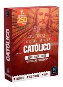 Pack Católico Mídia Sociais Editável 250 Psd Fontes Religião