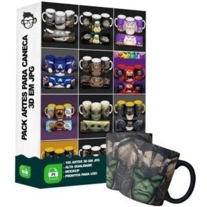 Pacote Premium De Artes 3d Para Canecas (arquivo Digital)