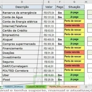 Planilha Financeira Simples Controle Receitas E Despesas