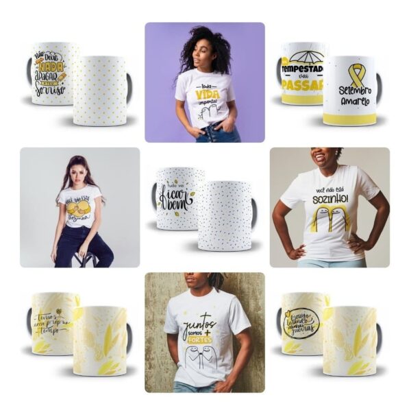 25 Estampa Caneca Camiseta Flork Setembro Amarelo Sublimação