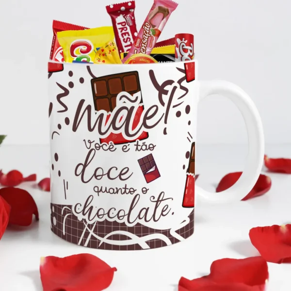 28 Designs Editáveis para Caneca: Dia das Mães com Chocolate